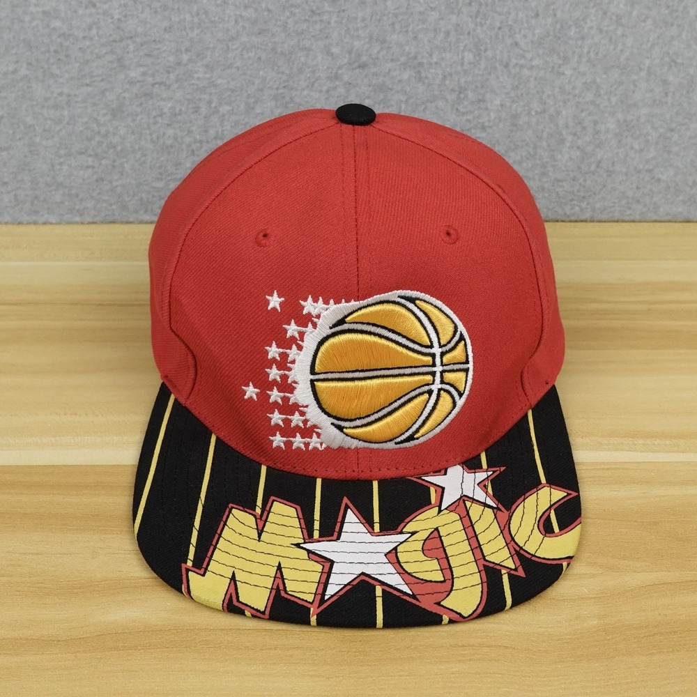 Orlando Magic Mitchell and Ness Snapback Hat Red Black Reload 3.0 Brim Graphic